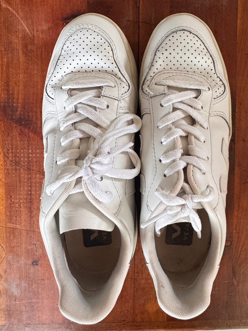 Veja White Perforated Leather Sneakers